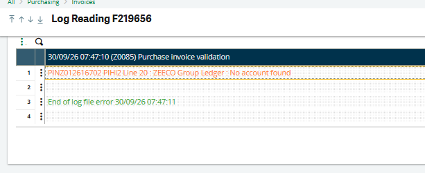 Purchase Invoice Posting Error