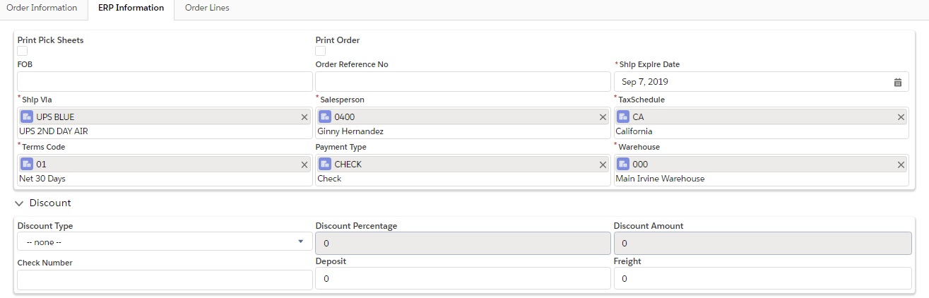 ERP Information Tab