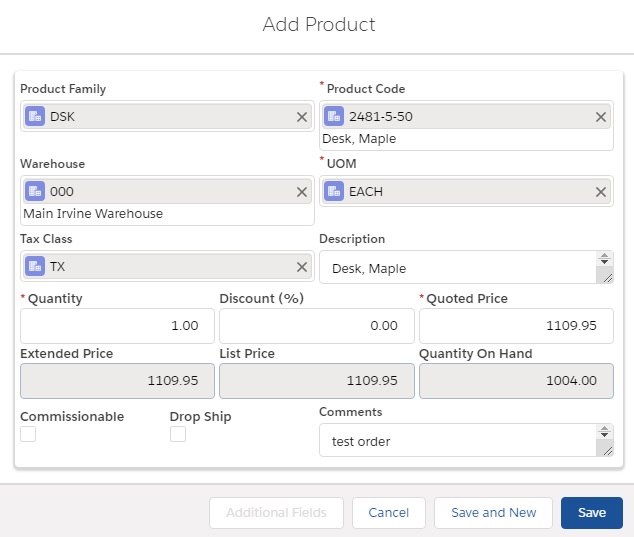 Order Line Tab Details