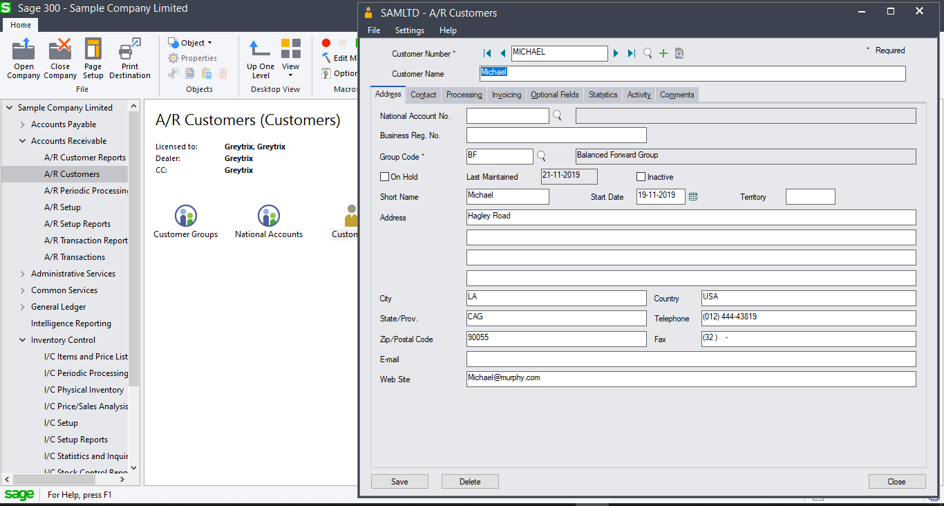 Sage 300 Promoted Customer