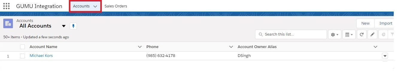 Accounts Tab