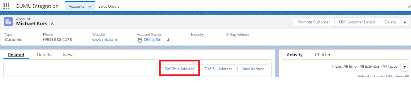 Def Ship Address button