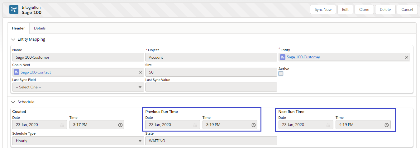 Scheduled Import Info