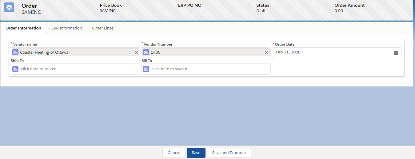 Order Information Tab