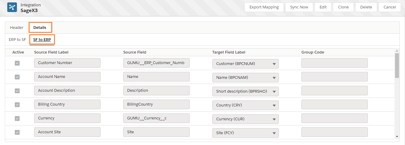 Entity Mapping Detail Tab