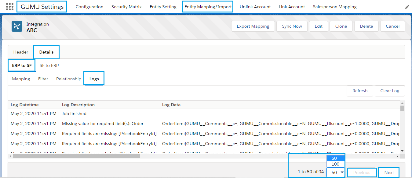 Entity Import Pagination