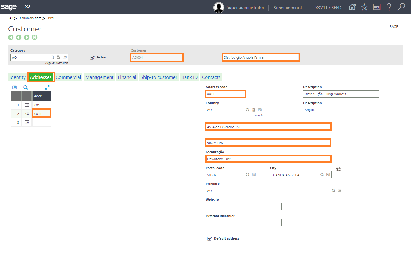 Updated Billing Address in Sage X3
