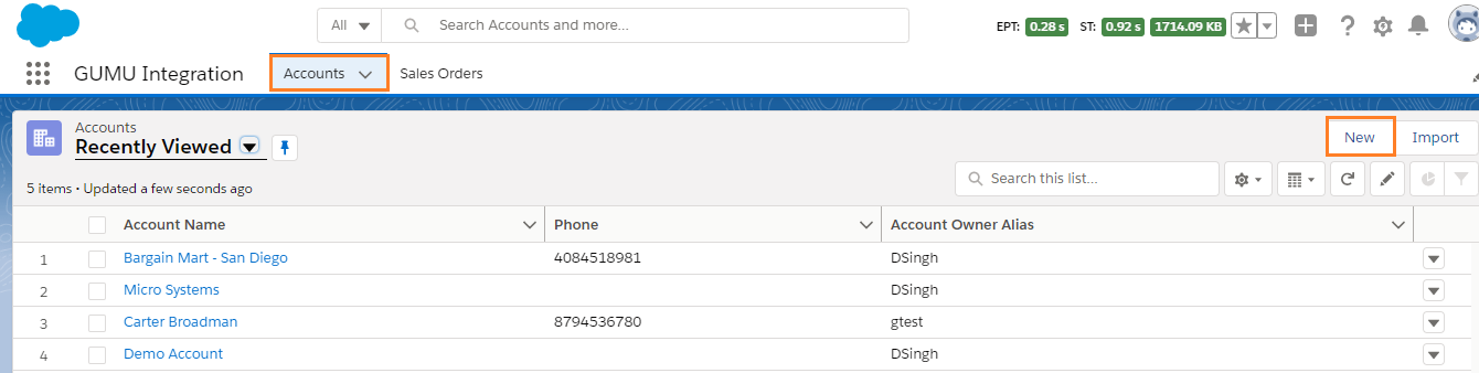 Accounts Listing