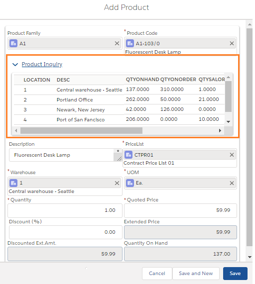 Product Inquiry Section on Add Product