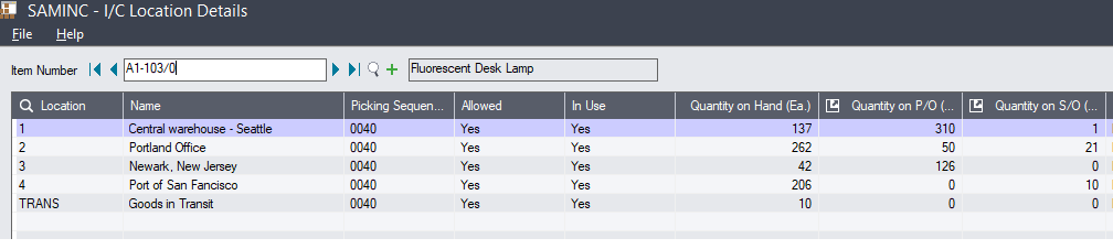 ERP Inventory Information