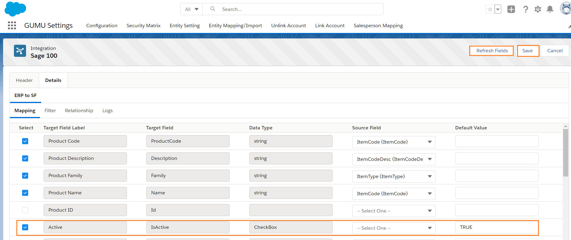 Add Active checkbox