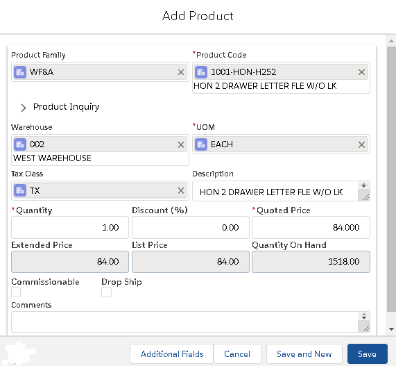 Add Product screen without Tax Enabled