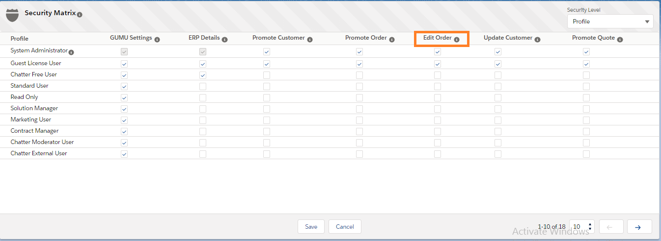 GUMU Security Matrix