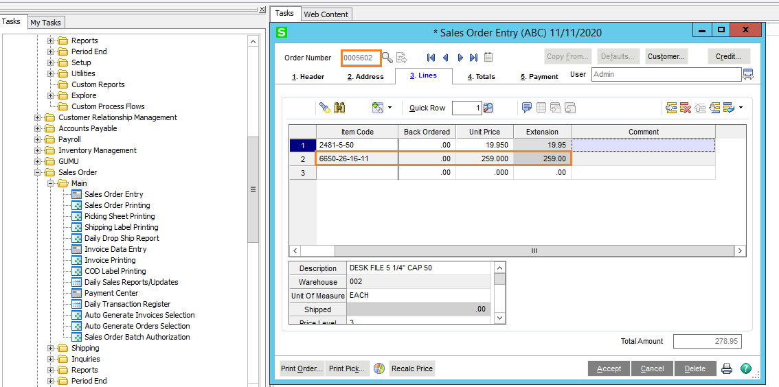 Updated ERP Order