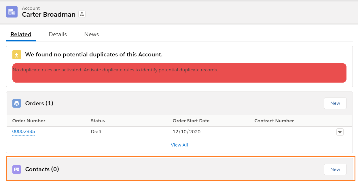 Contact - Account Layout