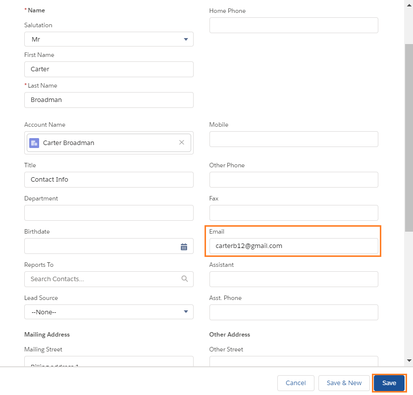 Updating Contact Info