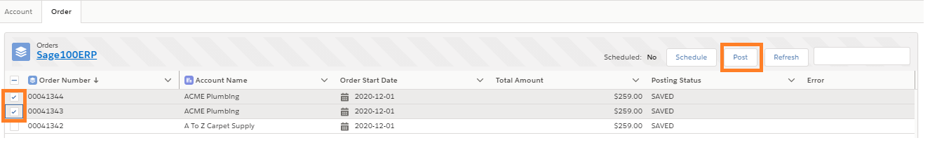 Bulk Order Selection and Post Button