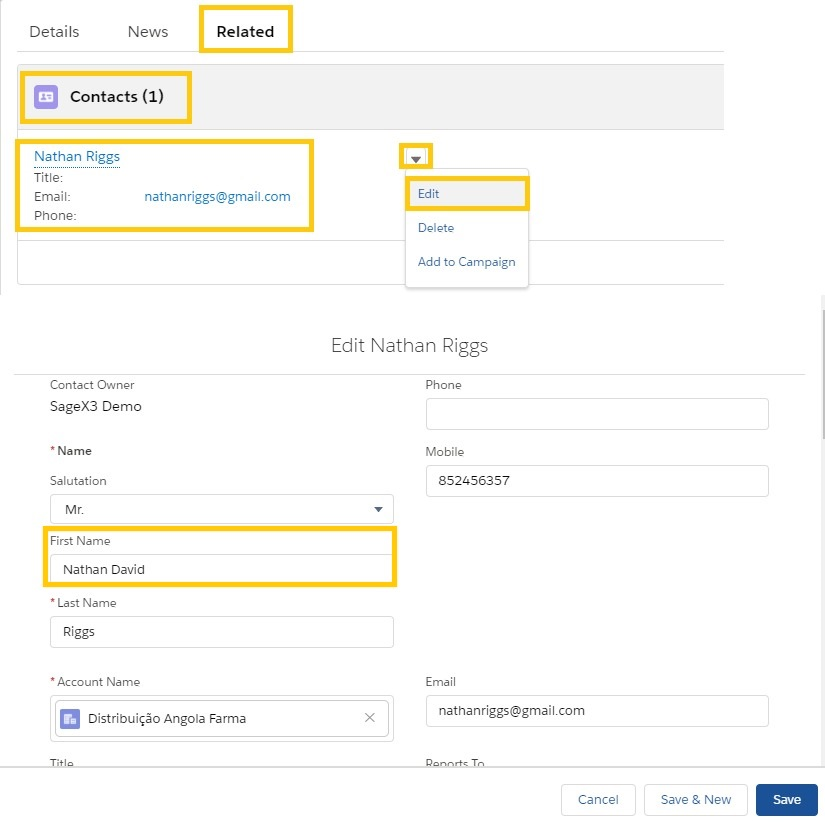 Updating Contact information in Salesforce