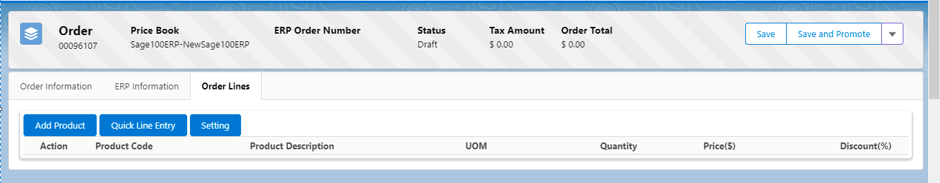 Sage 100 Quick Line Entry