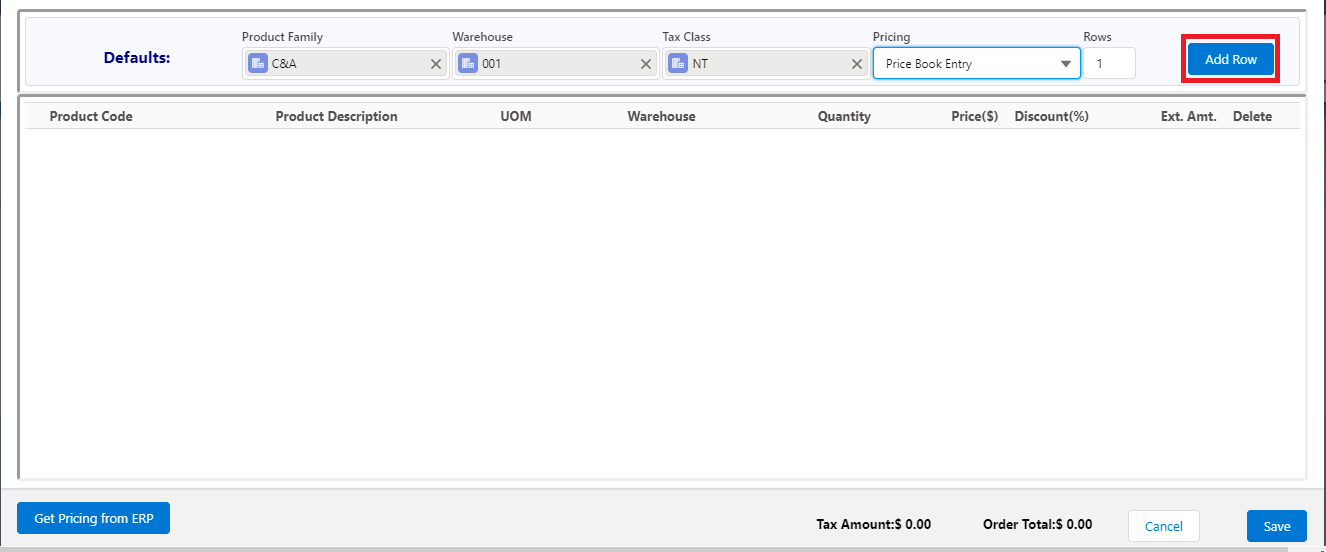 Sage 100 QLE Add Row