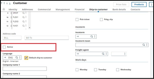 In-Active checkbox in Sage X3 ERP