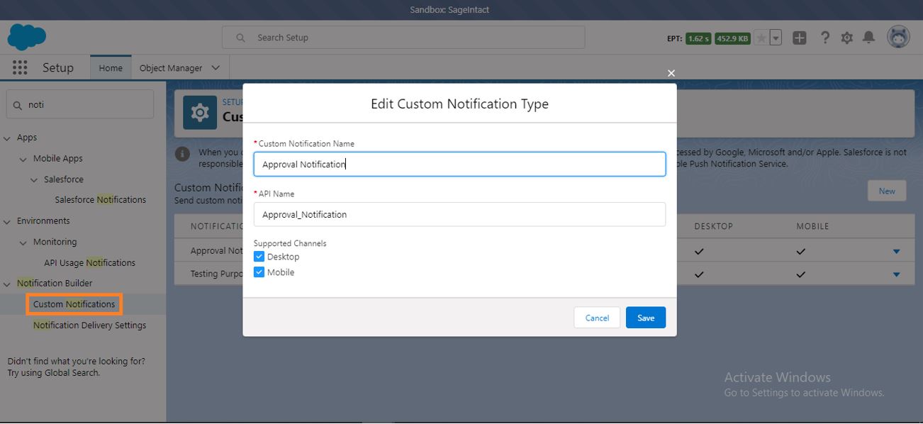 Custom Notification Type