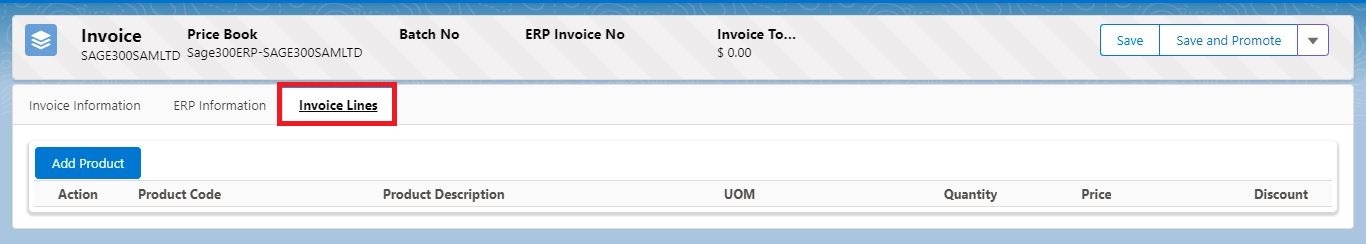 Sage 300 AR Invoice Lines