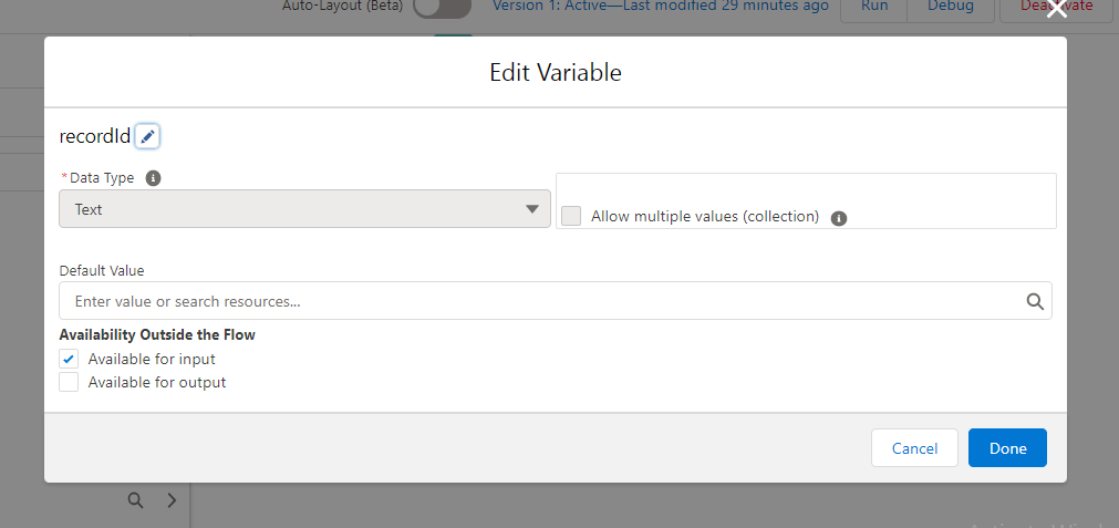 RecordId Variable