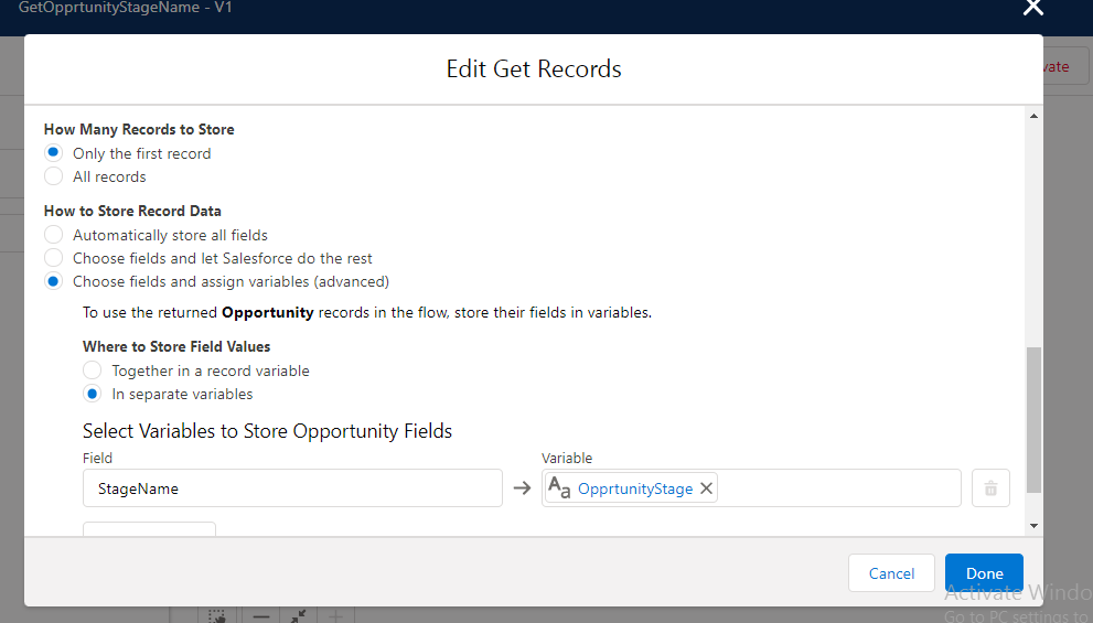 Get Opportunity Record Filter