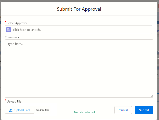 Submitter Screen for Custom Approval