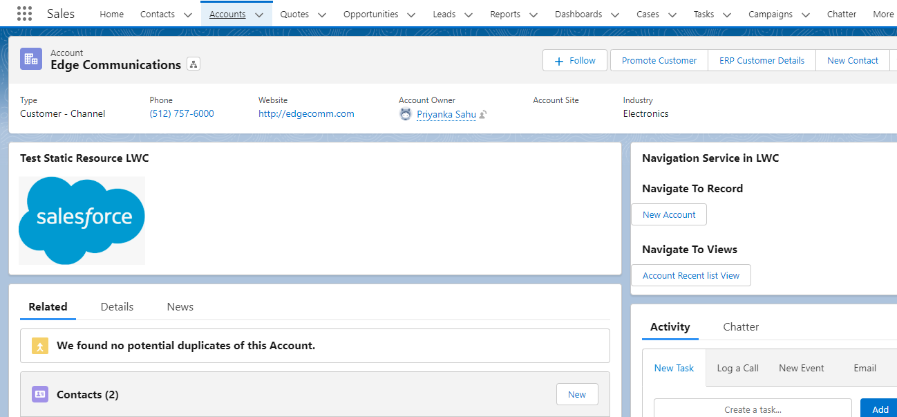 Account Record Page