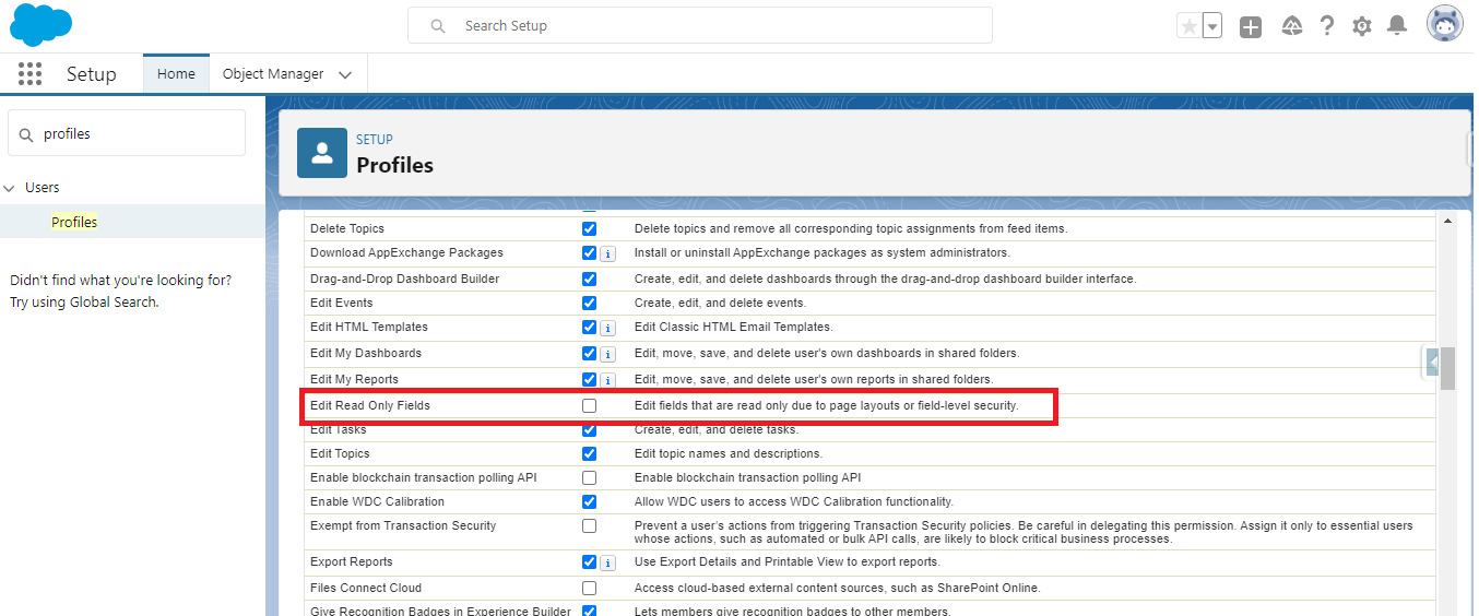 Restrict Edit Read-Only Field Checkbox