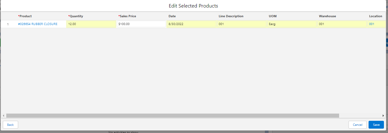 Required Details for Product