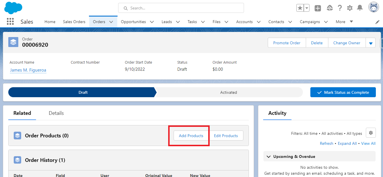 Add Products on Order