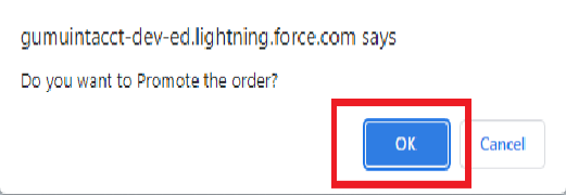 Click OK for Confirmation