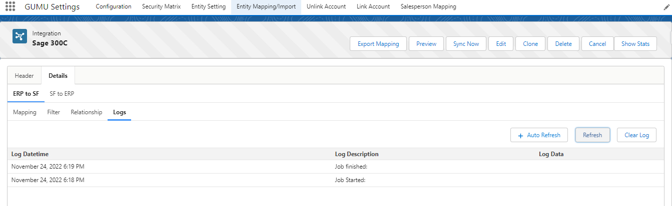 Customer Import Routine Logs