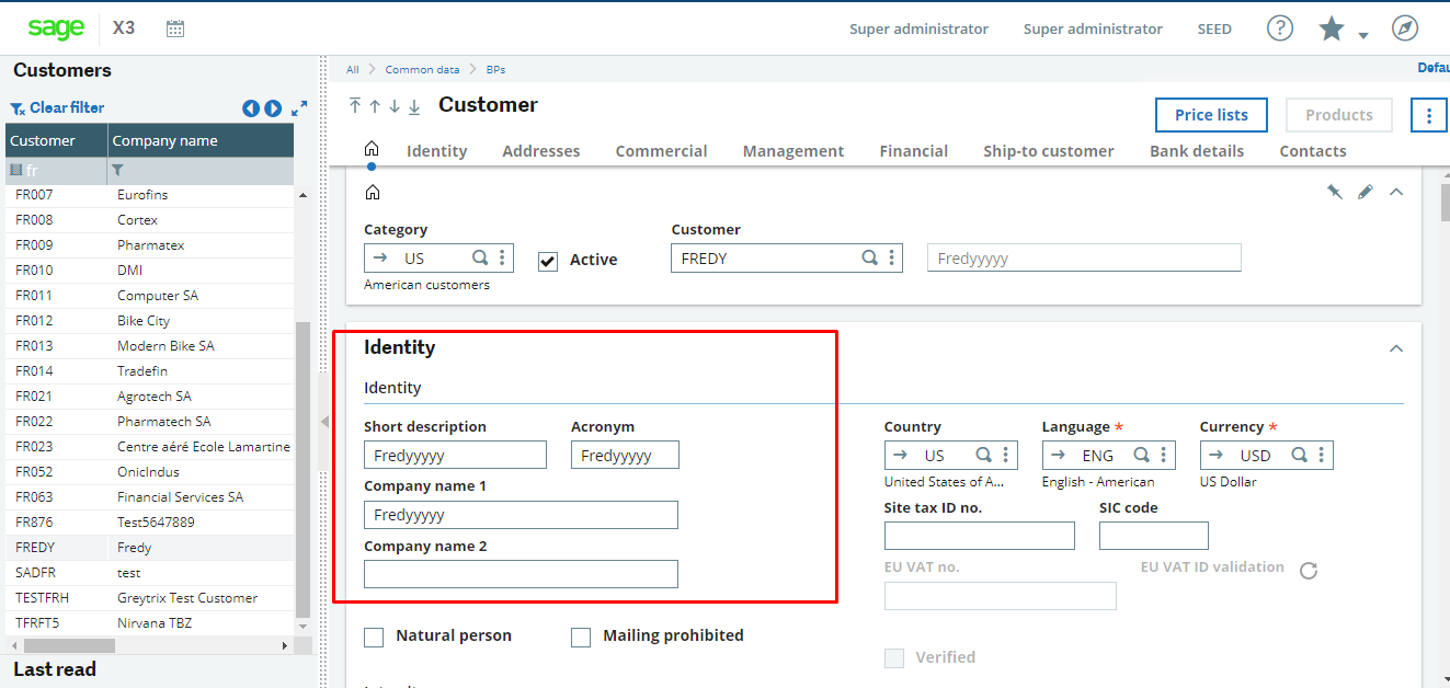 Company name field has been updated successfully