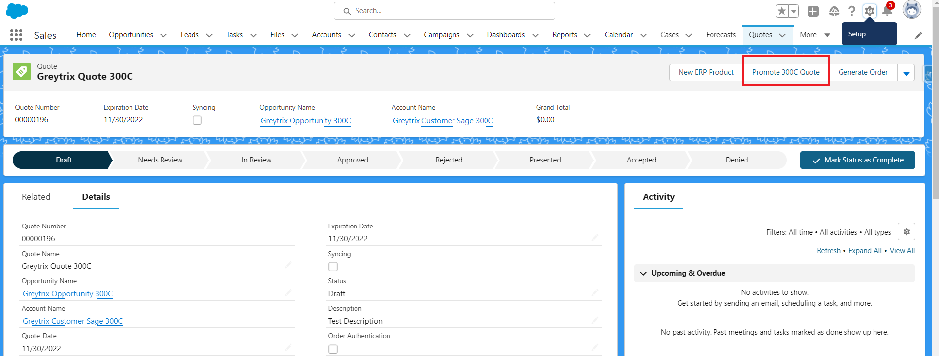 Promote 300C Quote Button