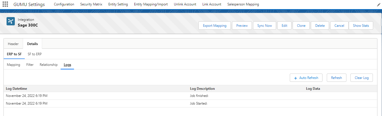 Contact Import Routine Logs