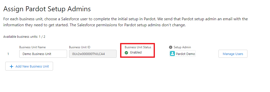 Business Unit Status