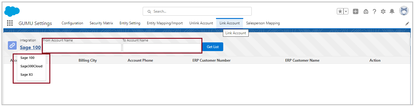 Gumu Settings- Link Account Tab