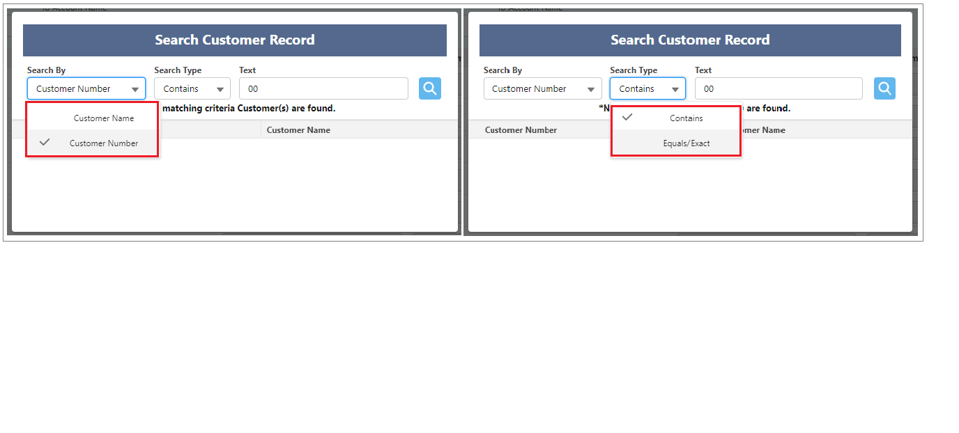 Search by Customer Number
