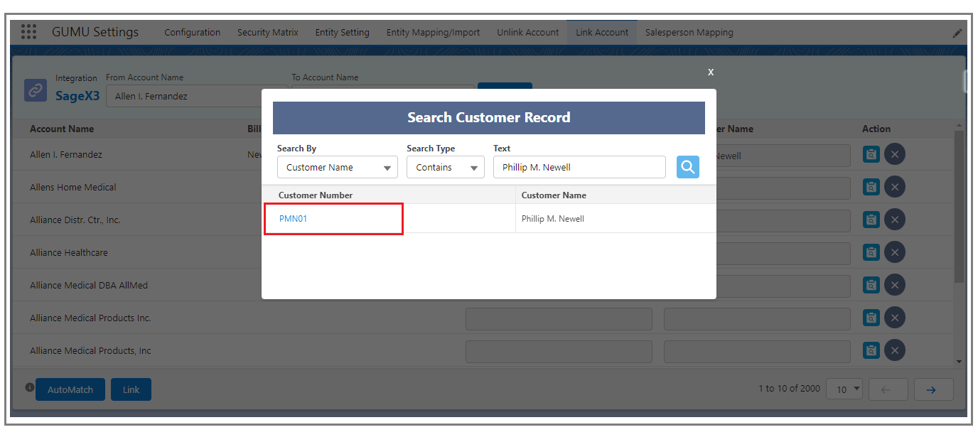 Select Customer Record