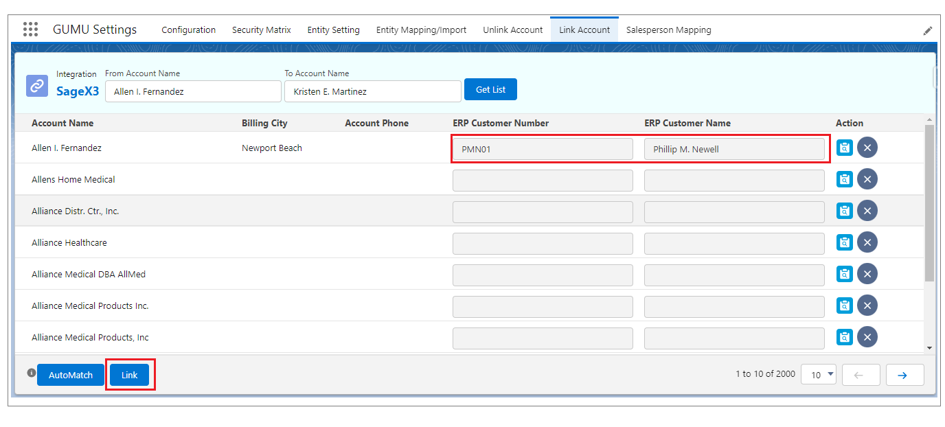 Link Account to Customer