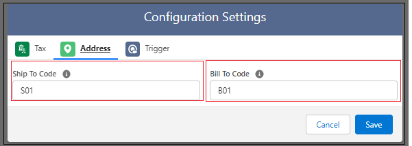 Set Default Address Code Configuration