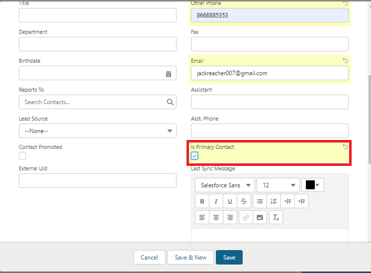 Create New Contact