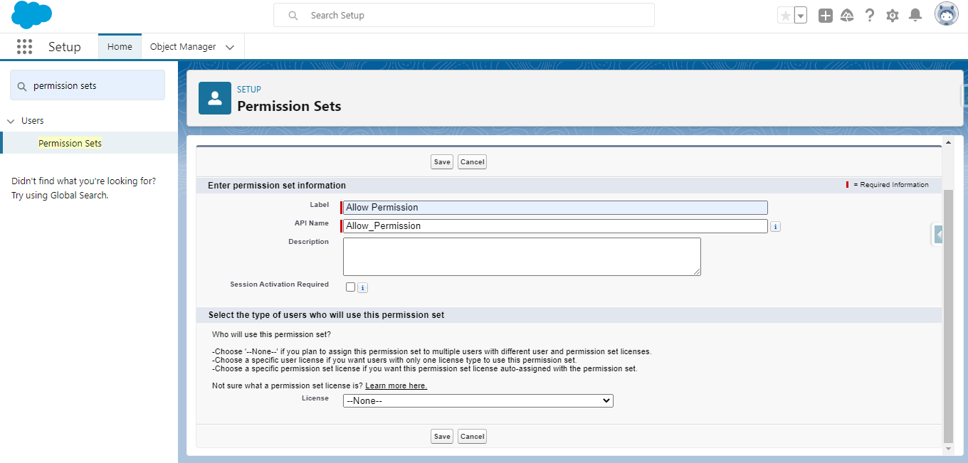 New permission sets