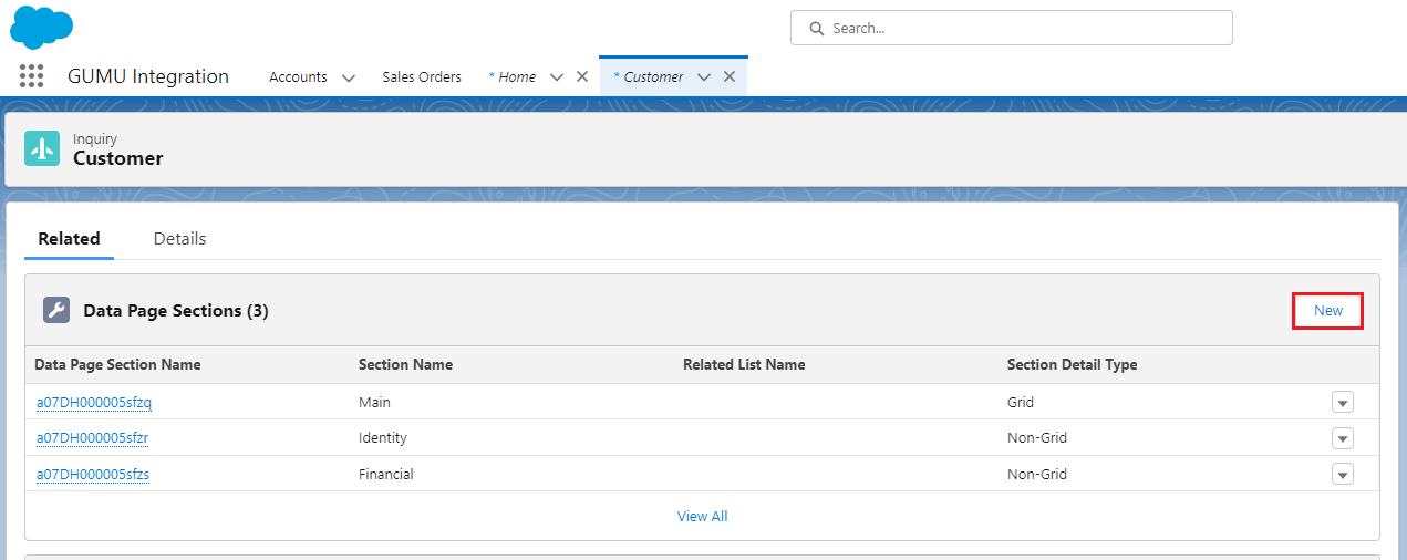 Customer Related Screen