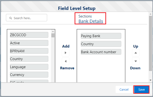 Field level Setup