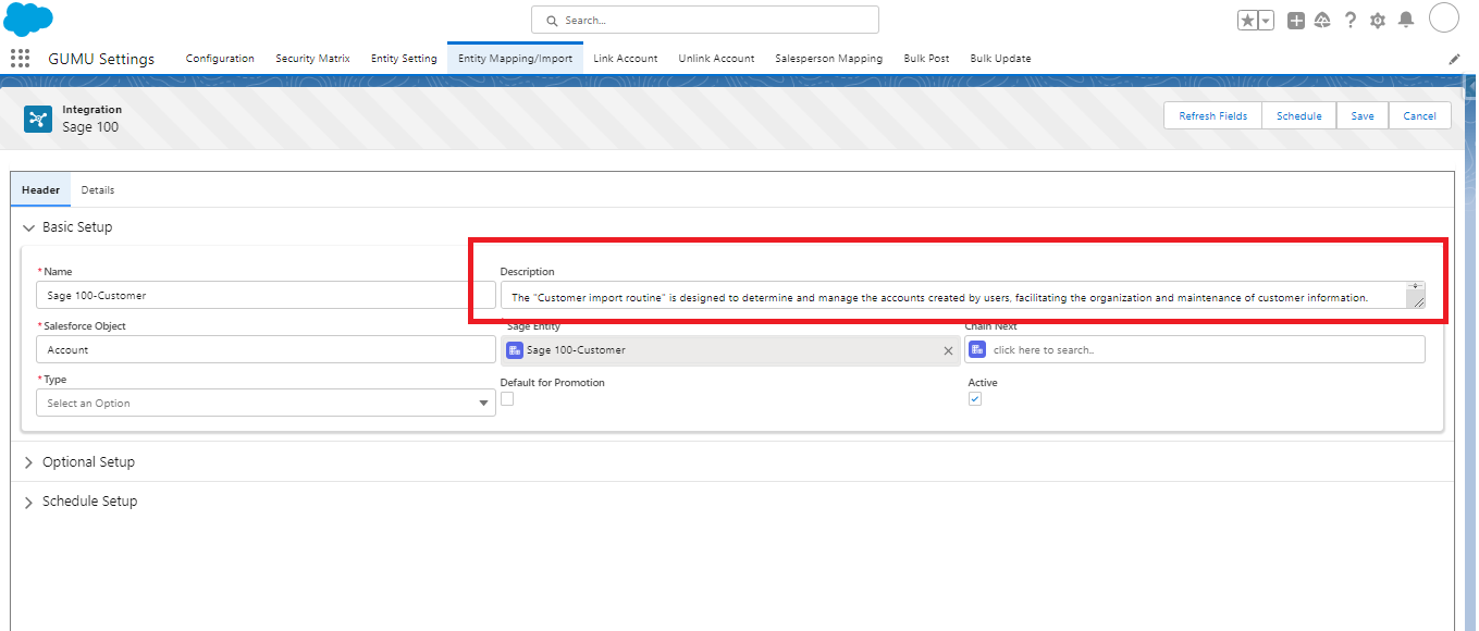 Description for Import routines